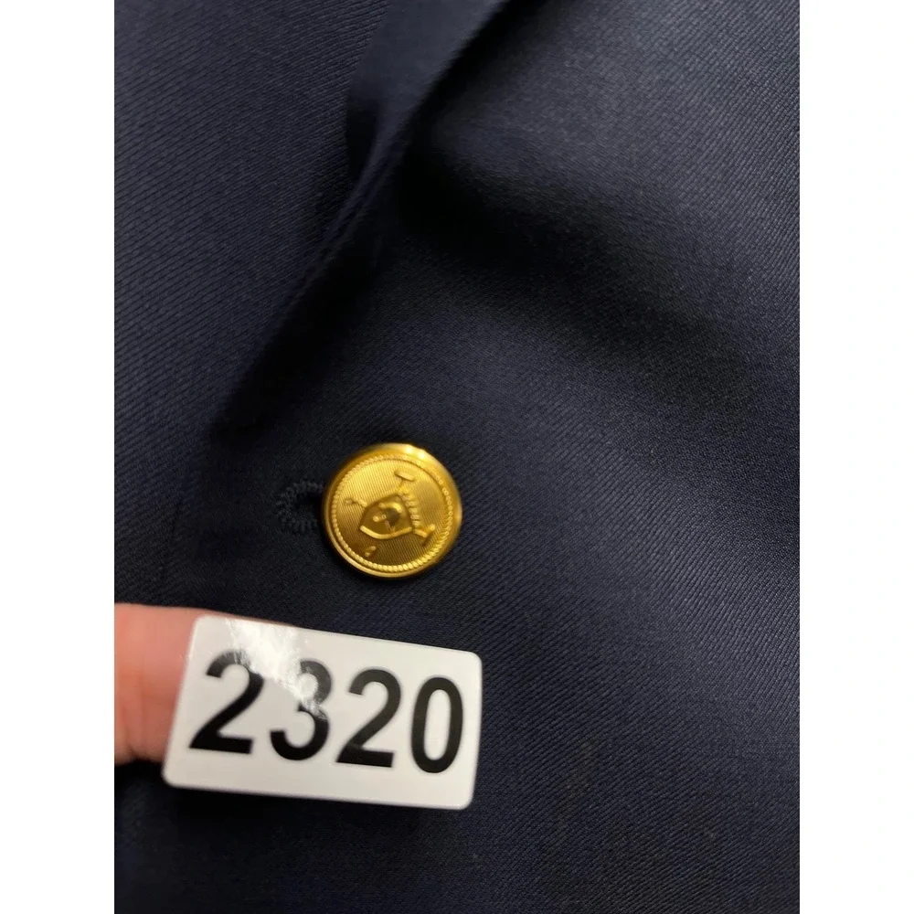 Lauren Ralph Lauren Mens Navy Blue 100% Wool Blazer Gold Crest Buttons 44R (42R)